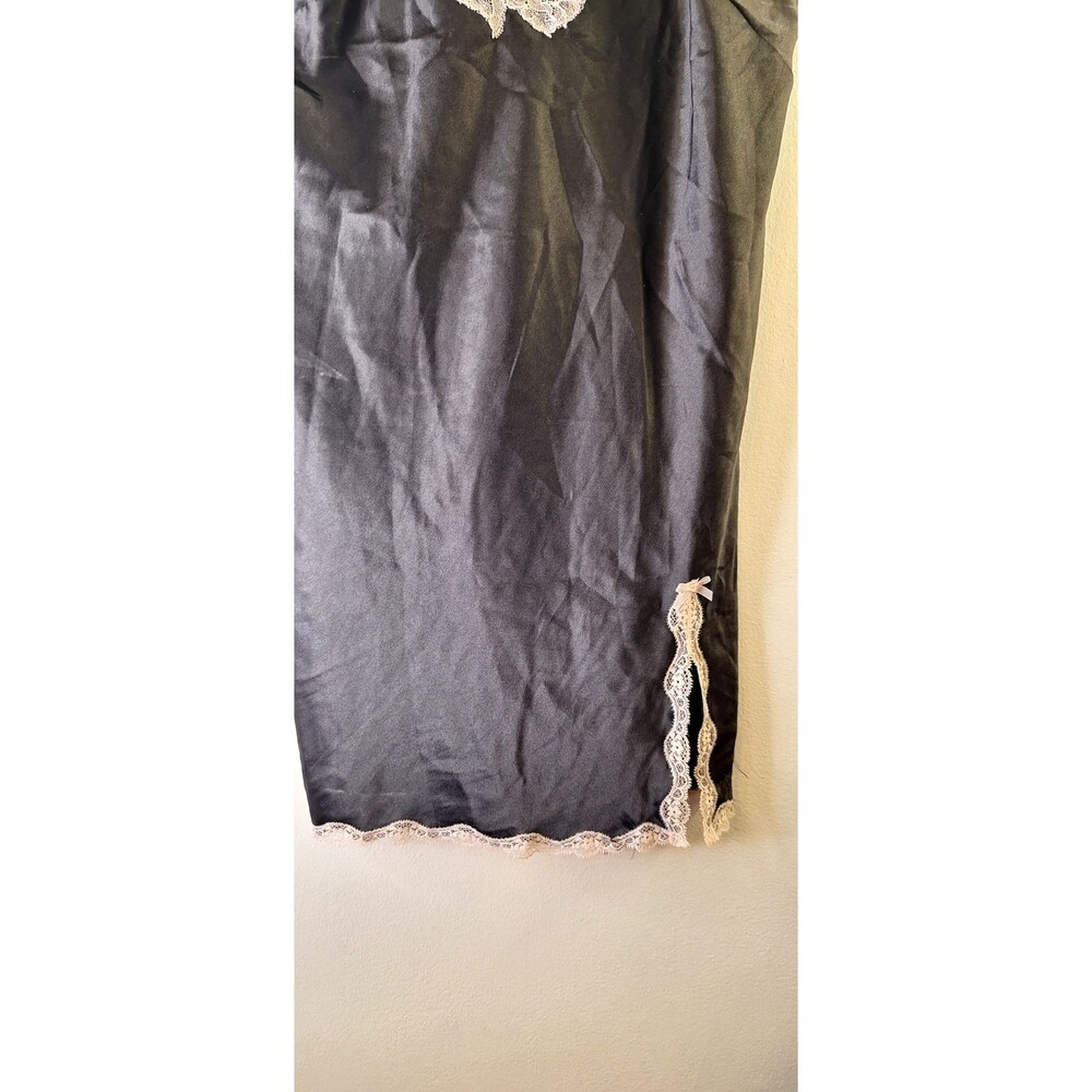 VICTORIA'S SECRET Black‎ Satin Lace Chemise Sz L Dark Romantic Fairy Grunge - Picture 9 of 10